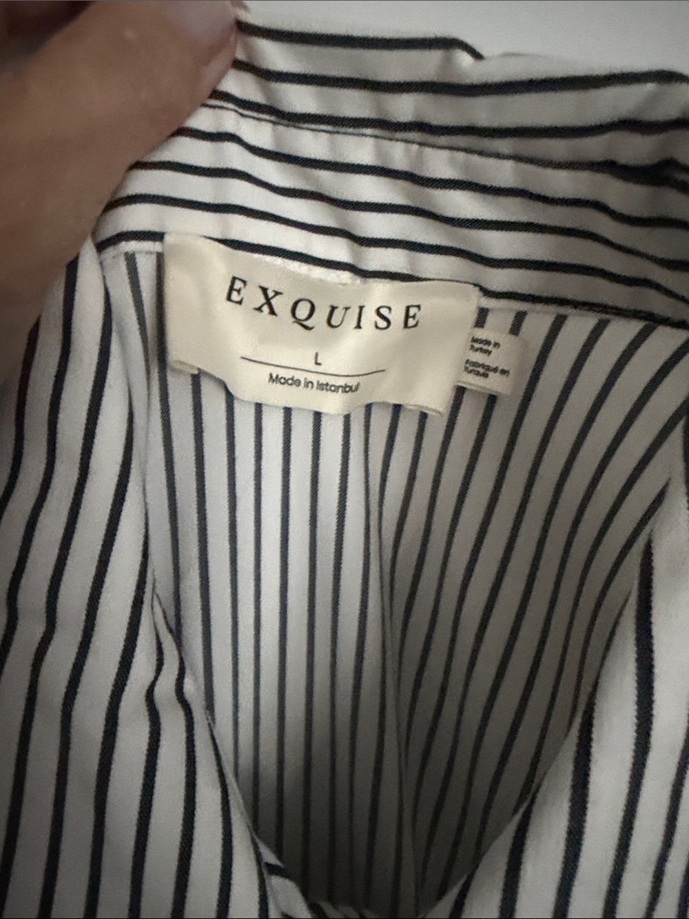 Women's Black & White Striped Midi Shirt Dress - Picture 2 of 2